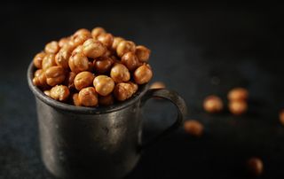 A cup of baked chickpeas