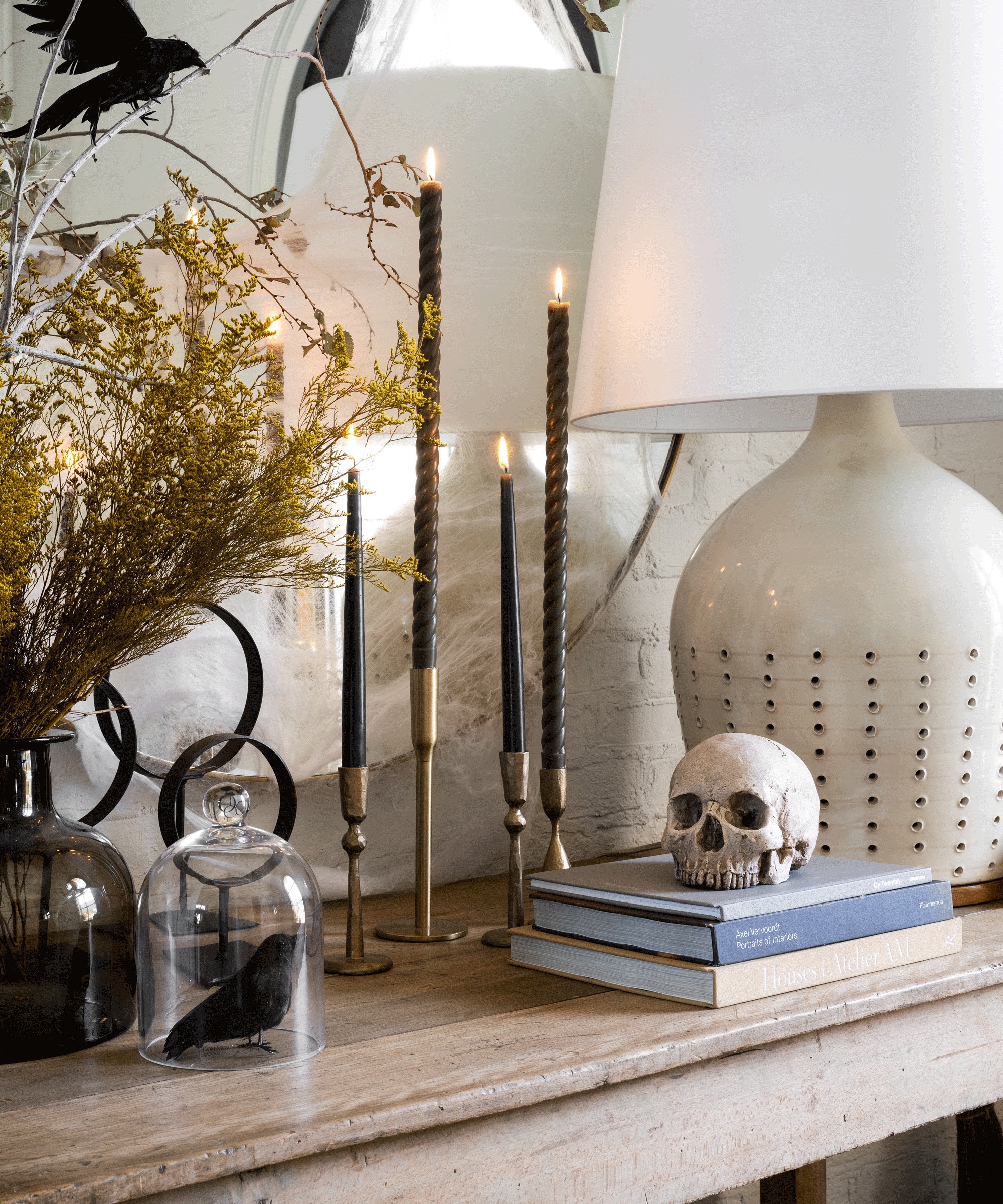 Halloween side table styled by Studio McGee