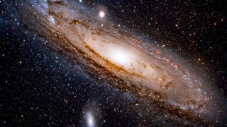 The Andromeda galaxy, which may have been growing by cannibalizing smaller galaxies.