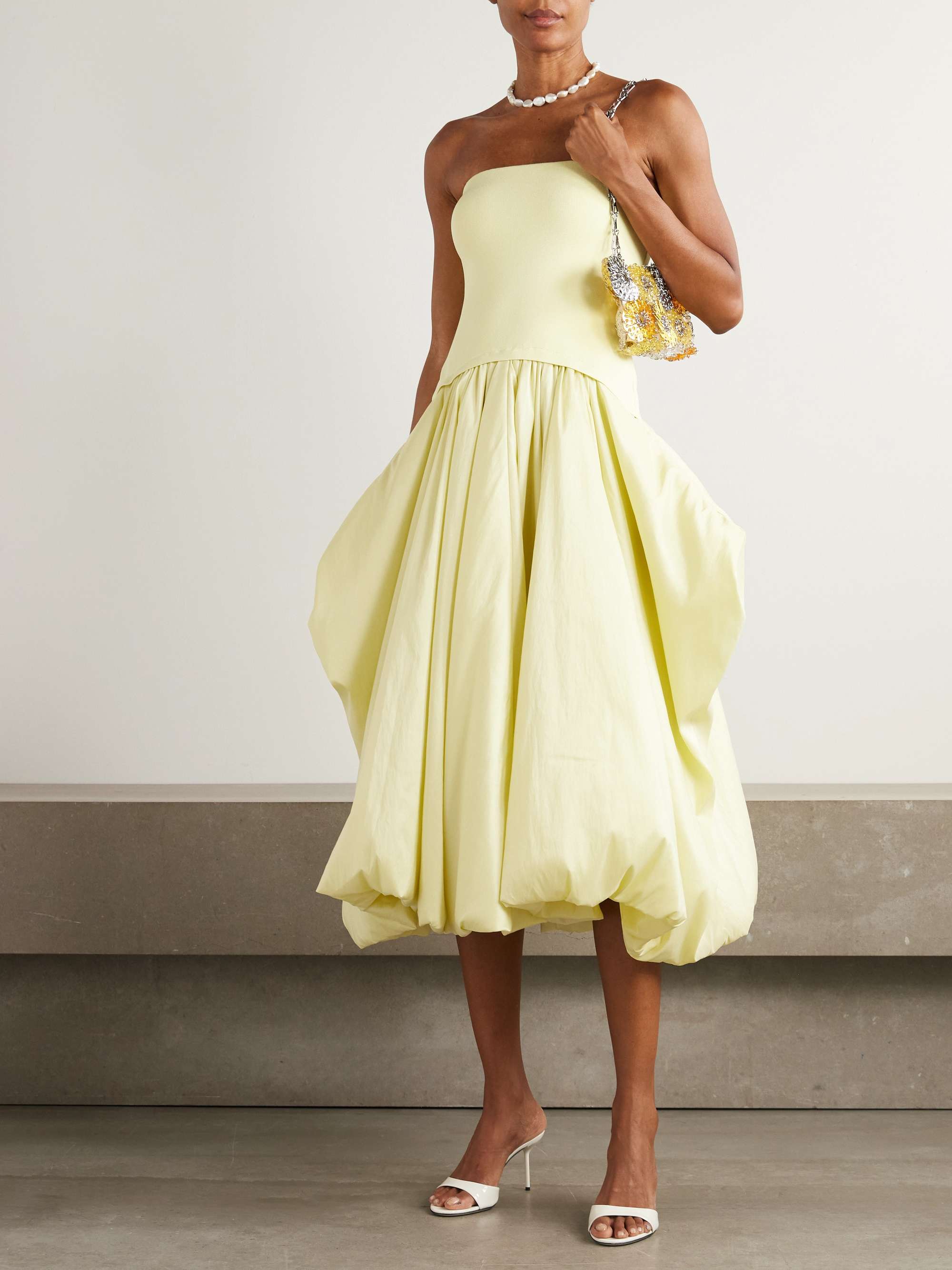 Izzy Stretch-Knit and Gathered Taffeta Midi Dress