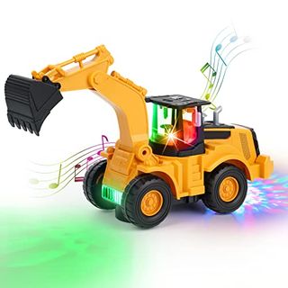Kizeefun Construction Excavator Toy Kids Toy Digger Truck With Electric Universal Wheel Educational Toys Gifts With Lights and Sounds for 3+ Years Old