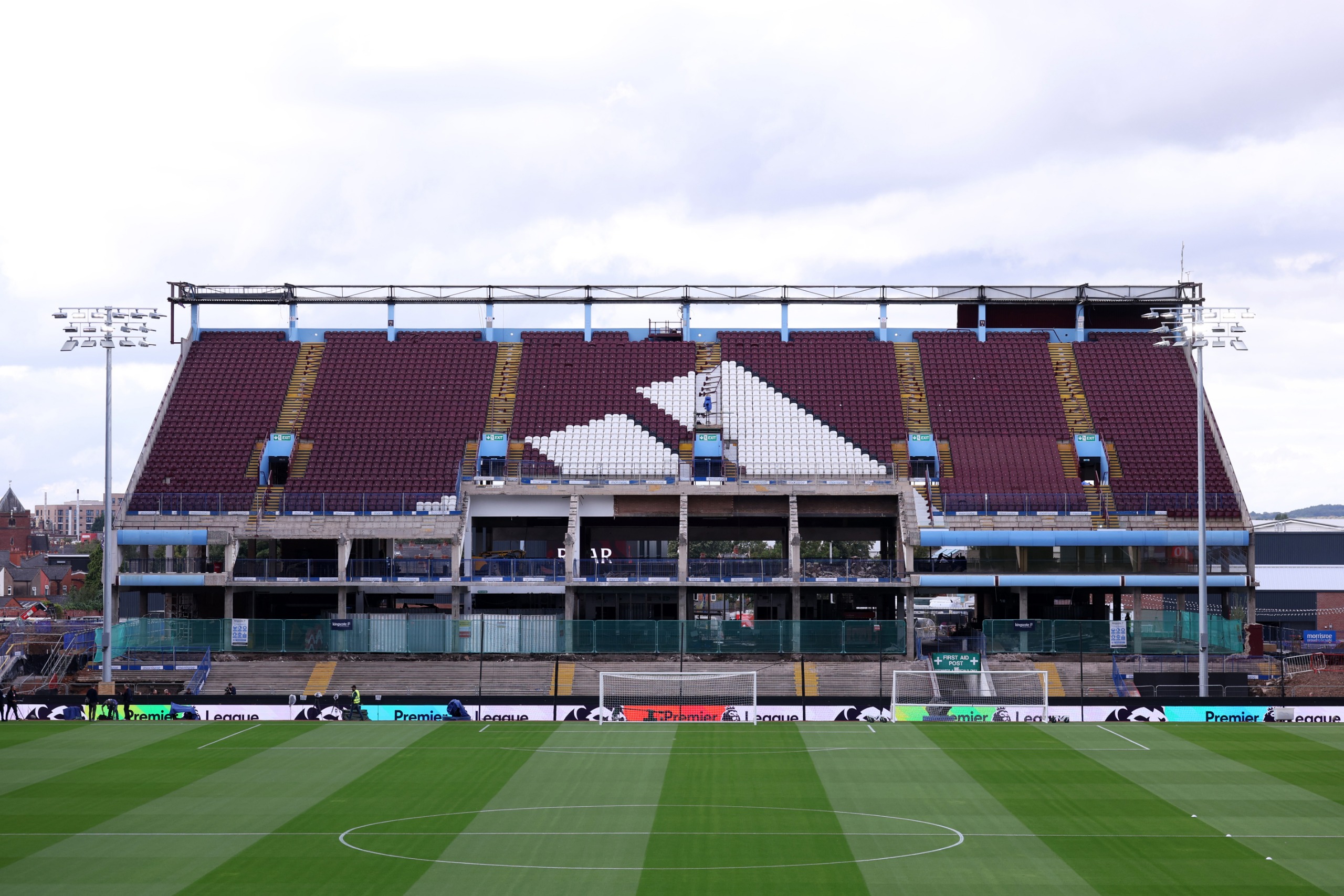 Aston Villa's North Stand is under construction