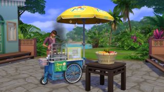 A Sim cooking in The Sims 4 For Rent