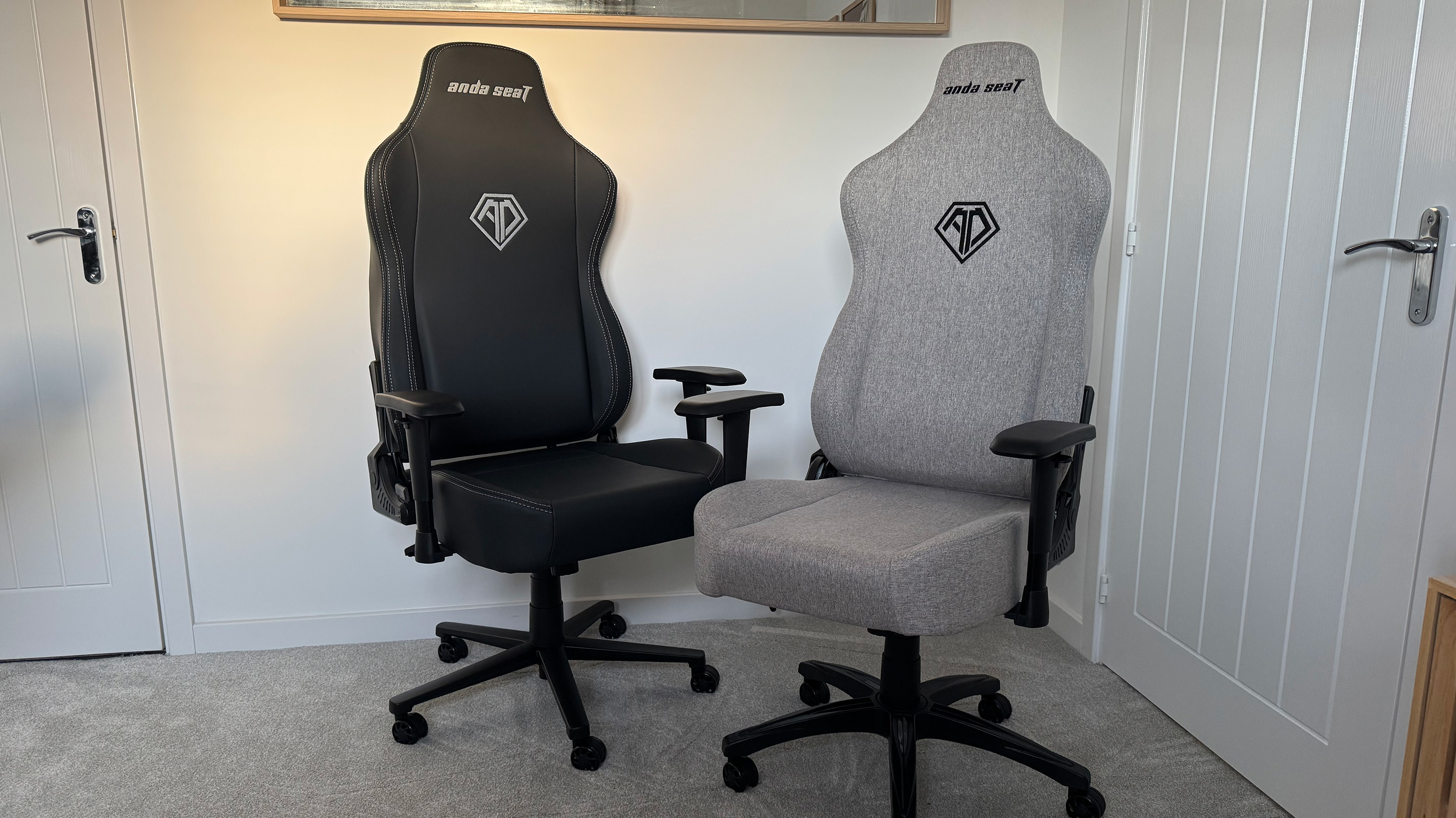 Two AndaSeat Novis gaming chairs next to one another