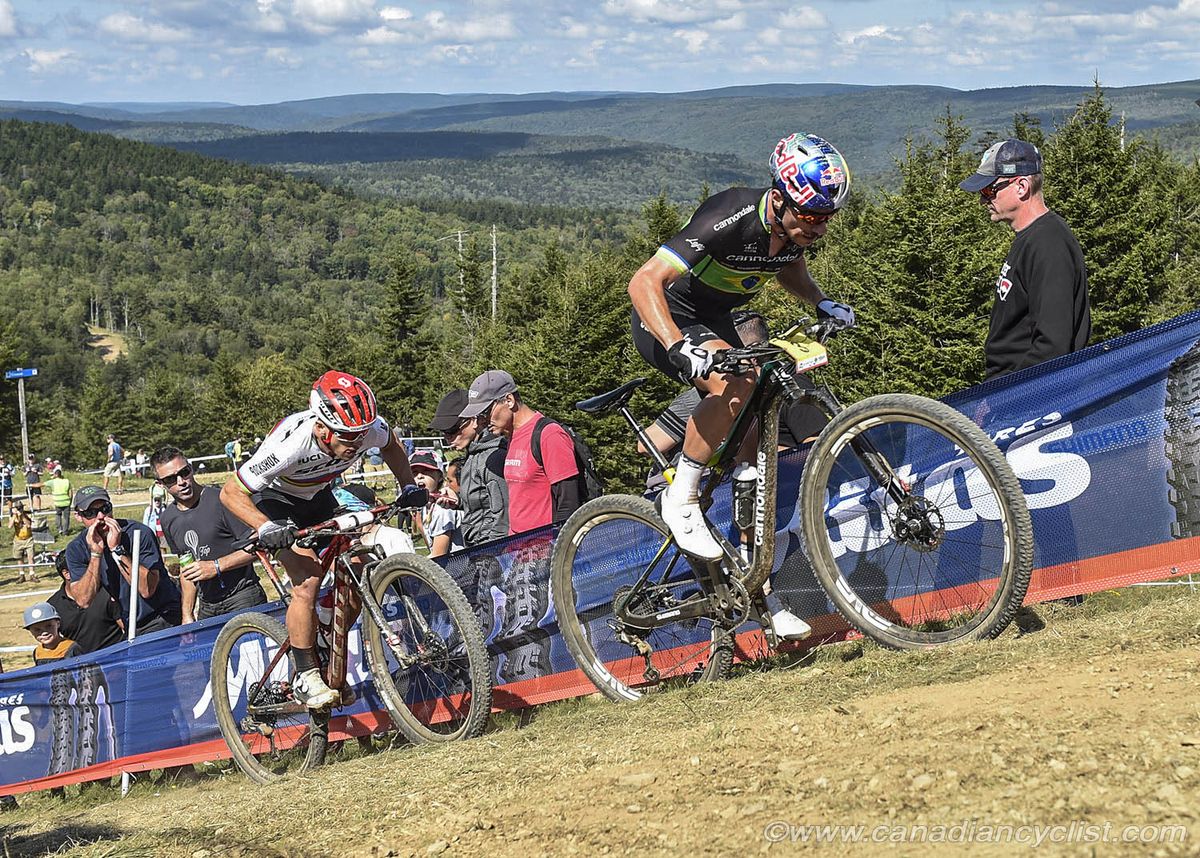 Henrique Avancini (Bra) Cannondale Factory Racing leading Nino Schurter (Sui) Scott-SRAM MTB Racing