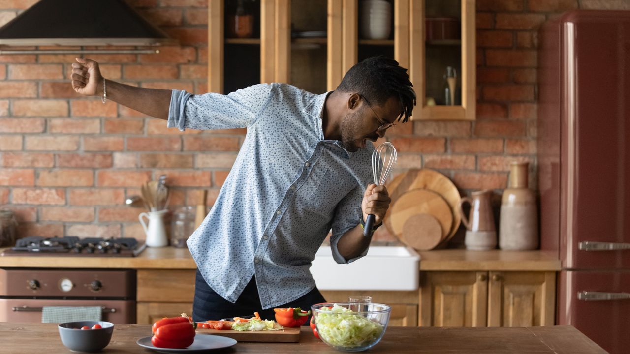 Man having fun cooking 