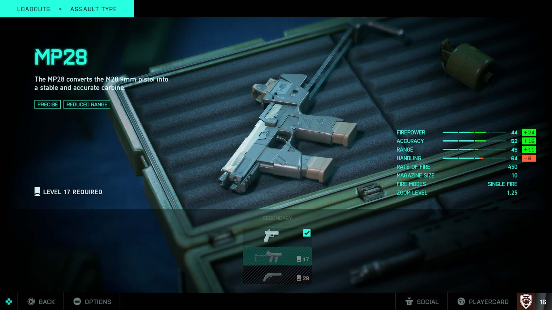 Battlefield 2042 guns weapons MP28 pistol stats