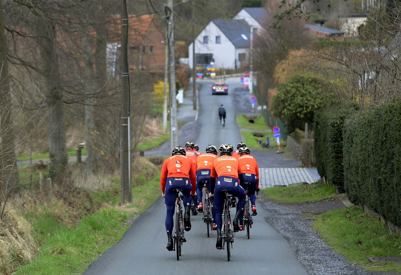 Bahrain-Merida pre-ride the Tour of Flanders route