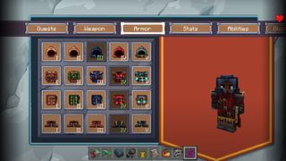 Armor selection window for your D&D character in Minecraft.