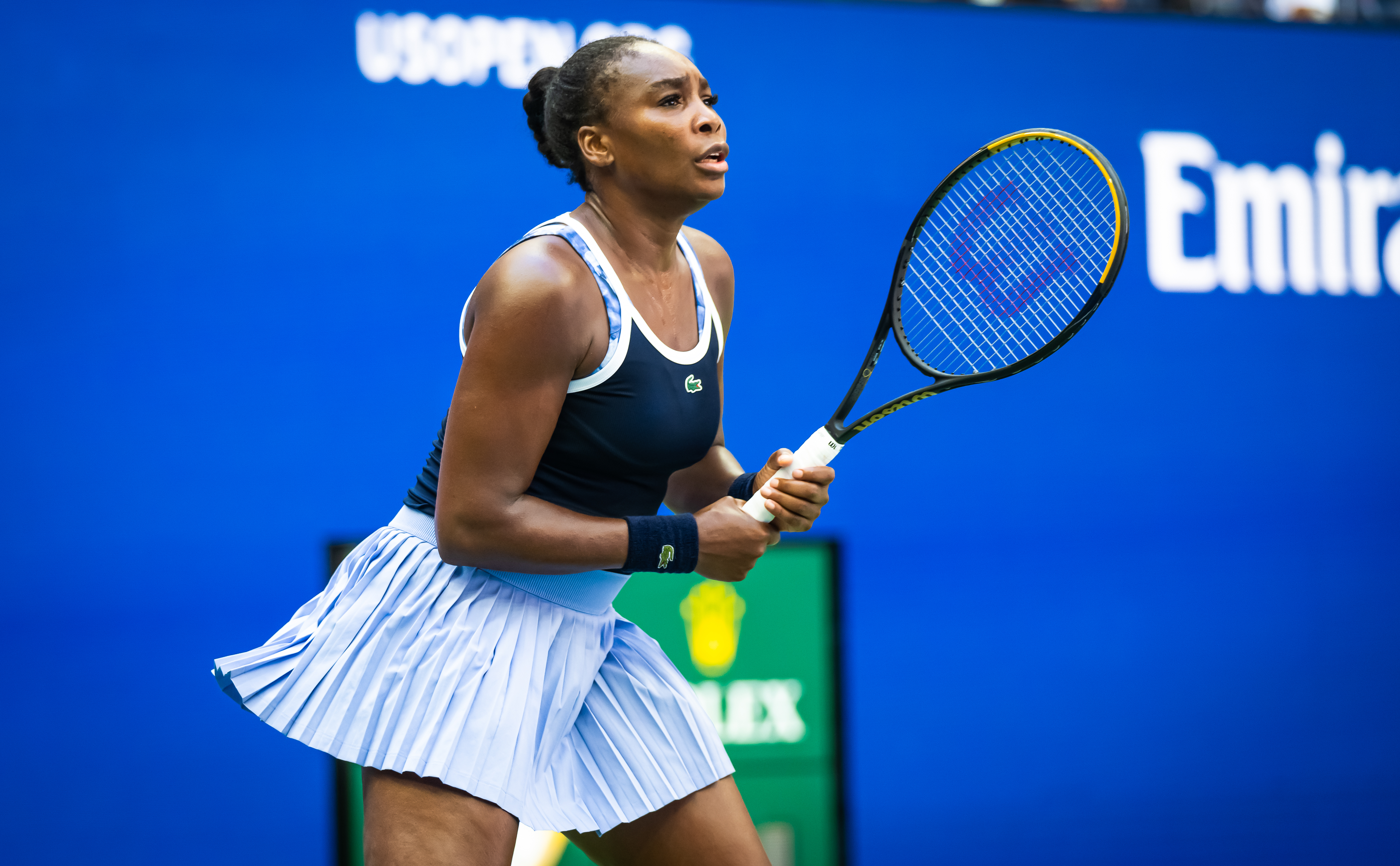 Venus Williams wore Lacoste at the US Open practice on August 23