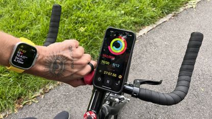 Apple Watch Ultra displaying the new WatchOS 10 cycling feature