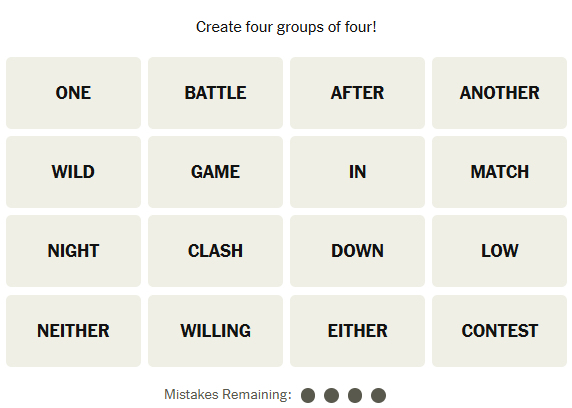 The New York Times Connections puzzle on April 7, 2026