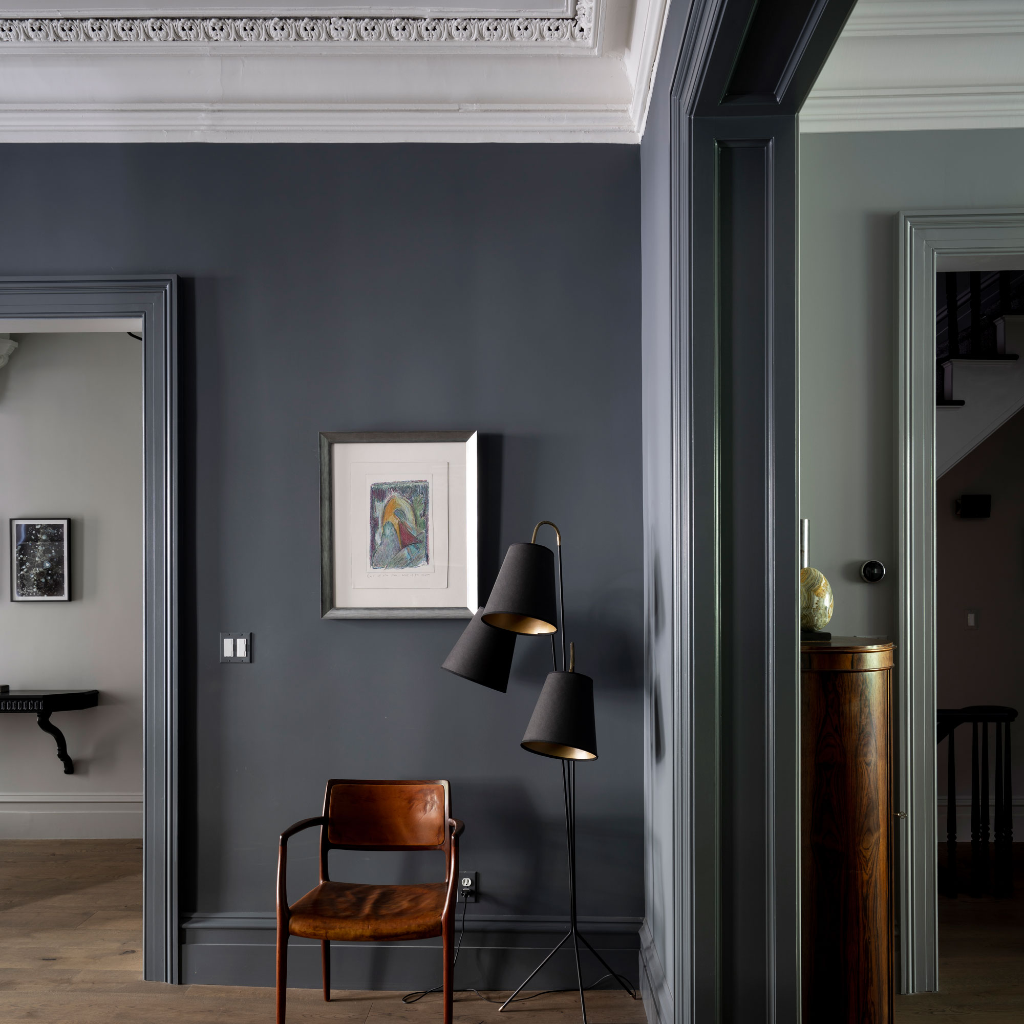 Grey and ochre bedroom