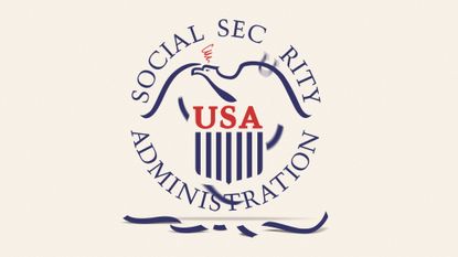 Illustration of the Social Security Administration logo falling apart