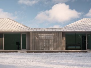 Folded interior surfaces of the ridge house, minimalist interiors