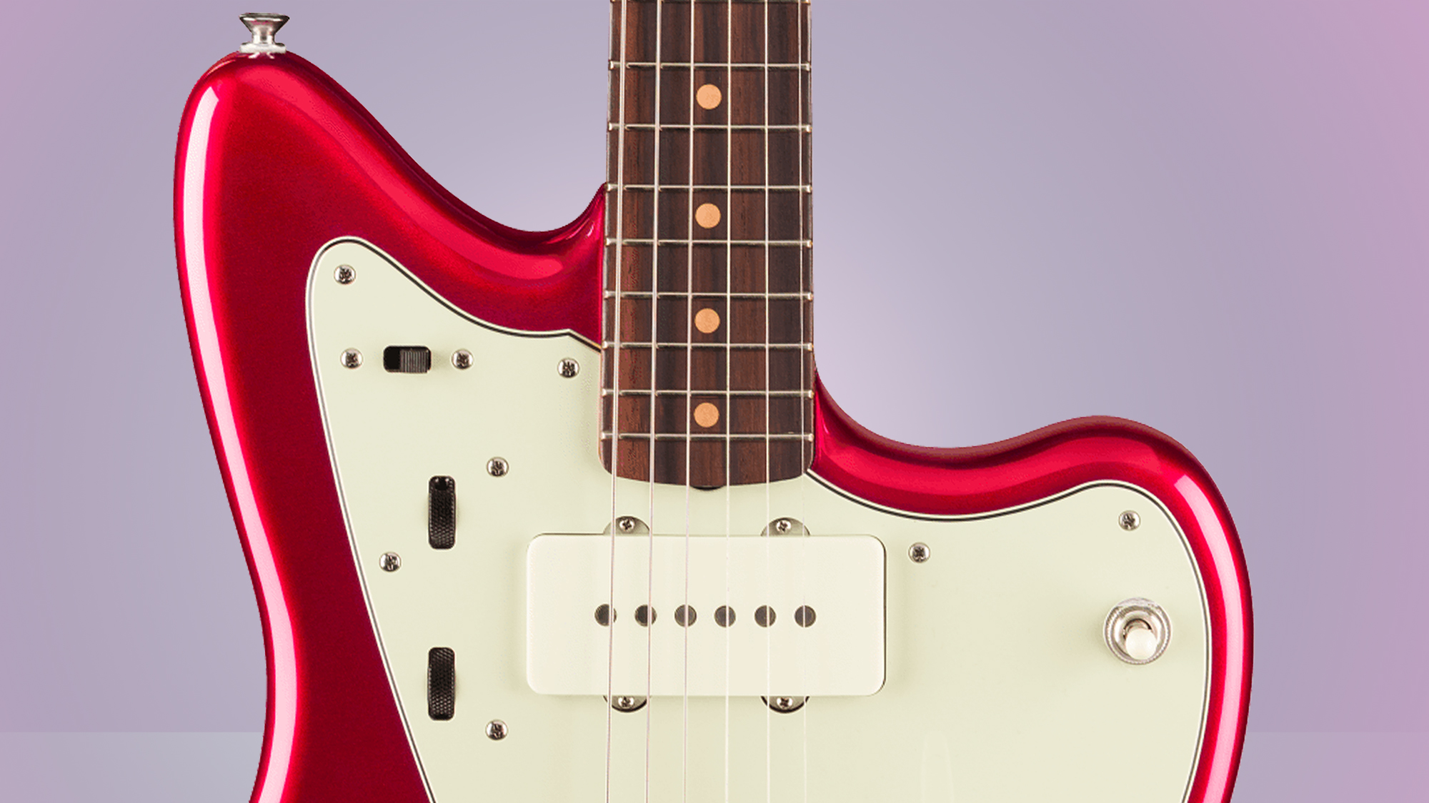 A detail of the Fender Vintera III Mid 60s Jazzmaster