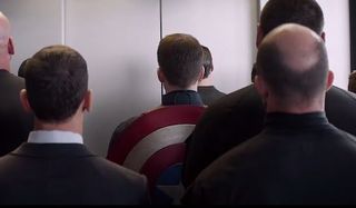 Captain America in elevator in Winter Soldier