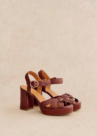 Brown platform woven sandals from Sézane