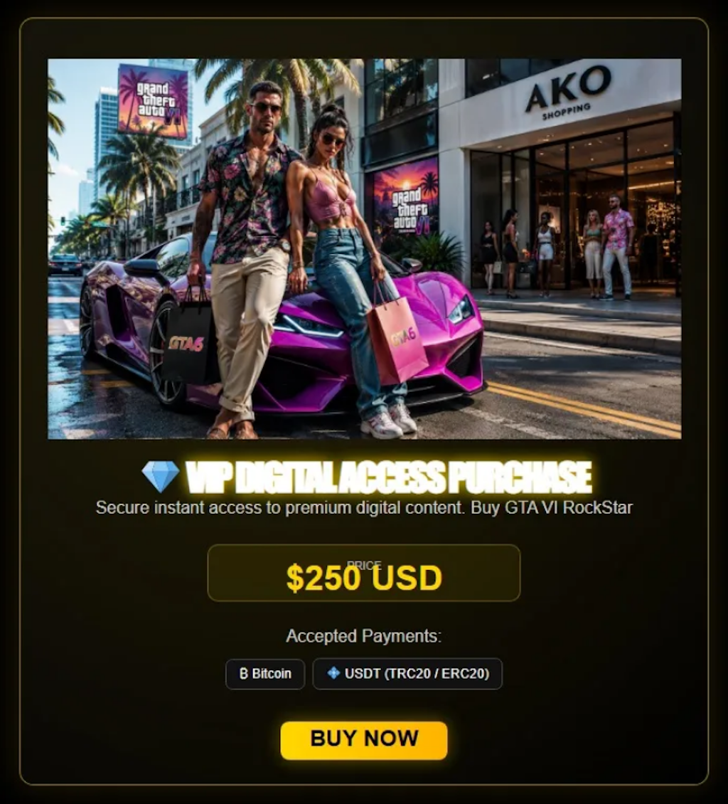 Grand Theft Auto 6 scam site image