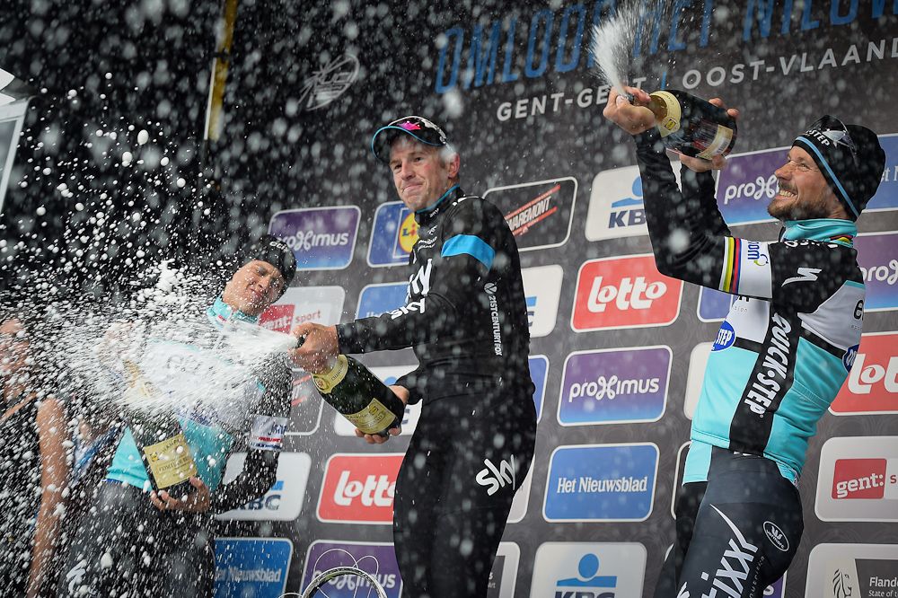 Stannard celebrates on the podium.