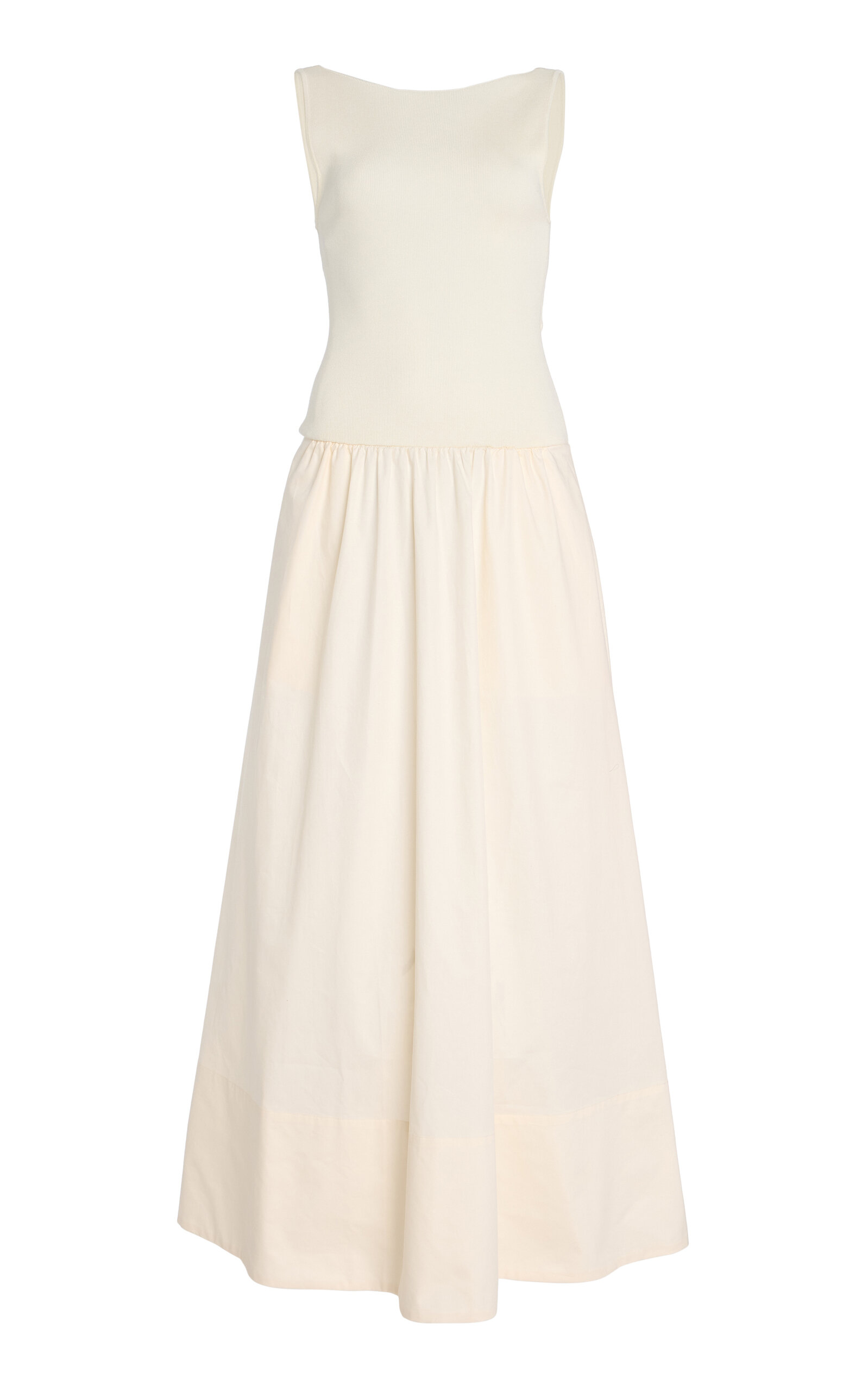 Exclusive Knit and Cotton Maxi Dress