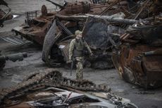 Destroyed Russian tanks in Lyman, Ukraine