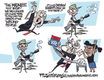 Political Cartoon U.S. gop gun control voting law georgia