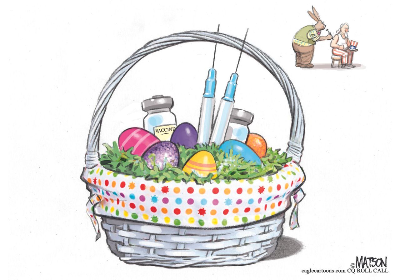 Editorial Cartoon U.S. easter basket vaccine