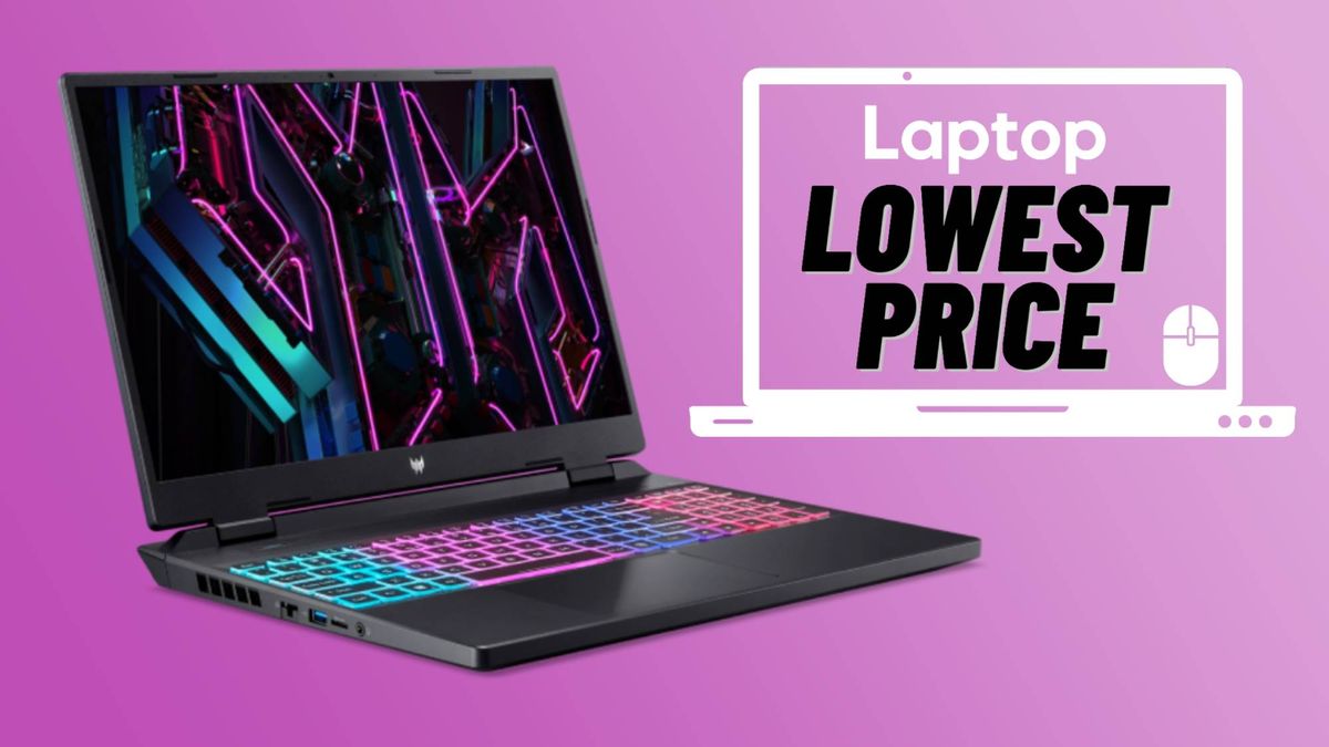 Acer Predator Helios Neo 16 gaming laptop against purple gradient background