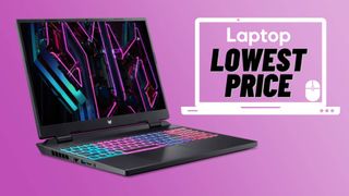 Acer Predator Helios Neo 16 gaming laptop against purple gradient background