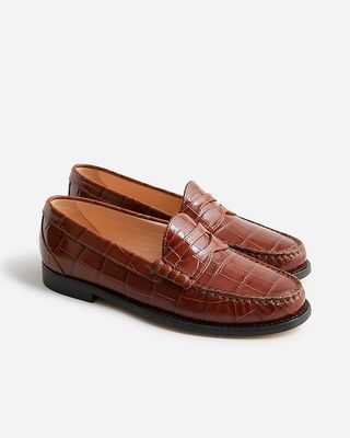 Winona Penny Loafers in Croc-Embossed Leather