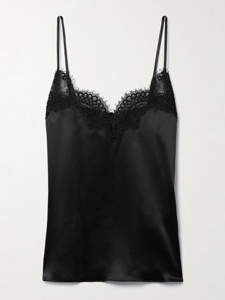 Corded Lace-Trimmed Silk-Satin Camisole