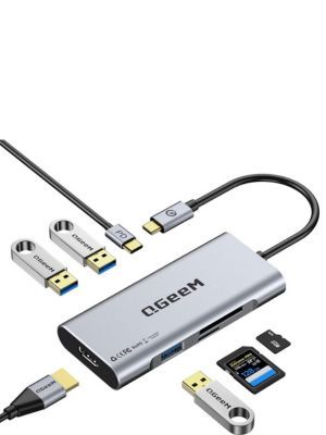 QGeem 100W 7-in-1 USB-C Hub on a white background
