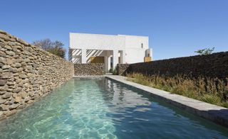 Swartberg House swimming pool lined with dry stone wall