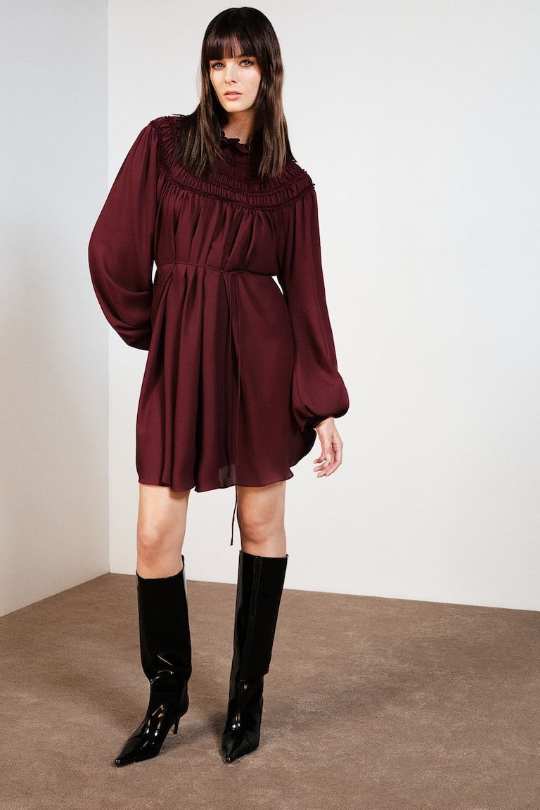 Smocking-Detail Dress