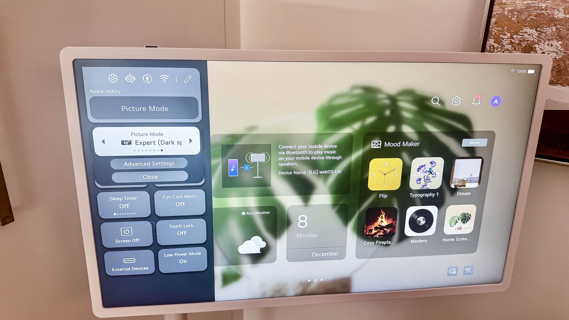 Quick settings menus LG StanByMe 2