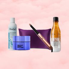 a collage of beauty products