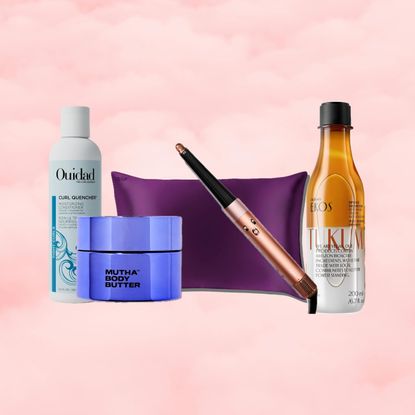 a collage of beauty products