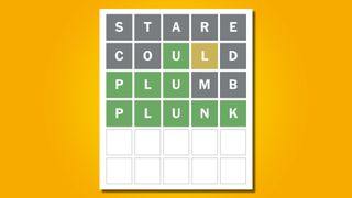 Wordle answer 724 on a yellow background