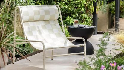 Habitat Teka Metal Garden Chair - Cream & White