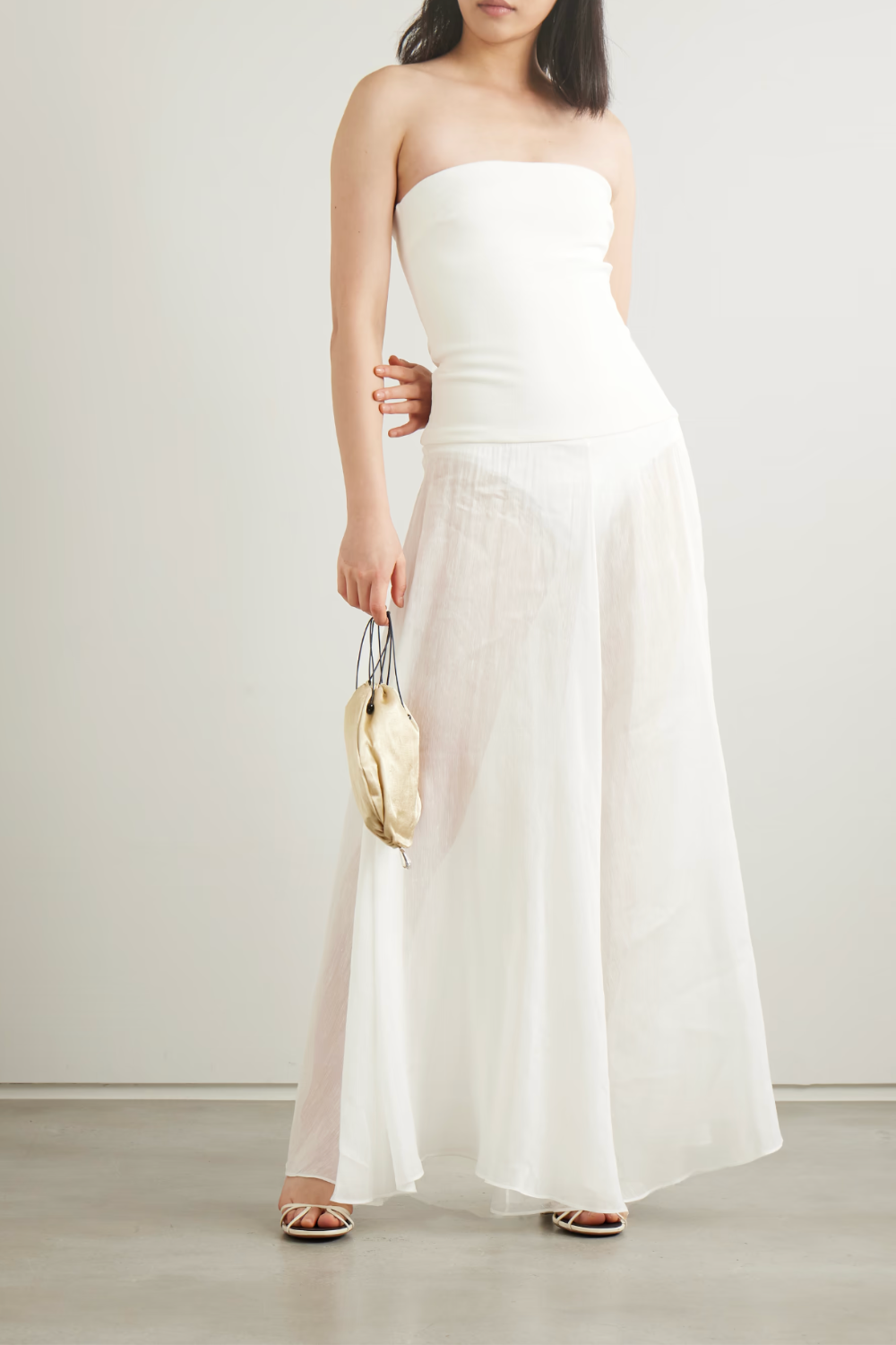 ESSE STUDIOS, Aire Strapless Ponte and Linen and Silk-Blend Midi Dress