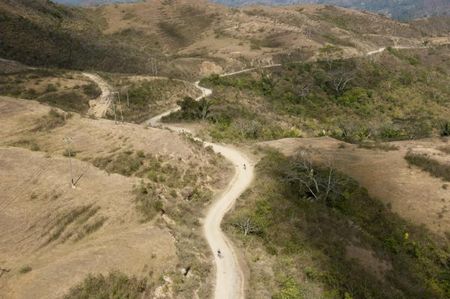 Looking down on the course