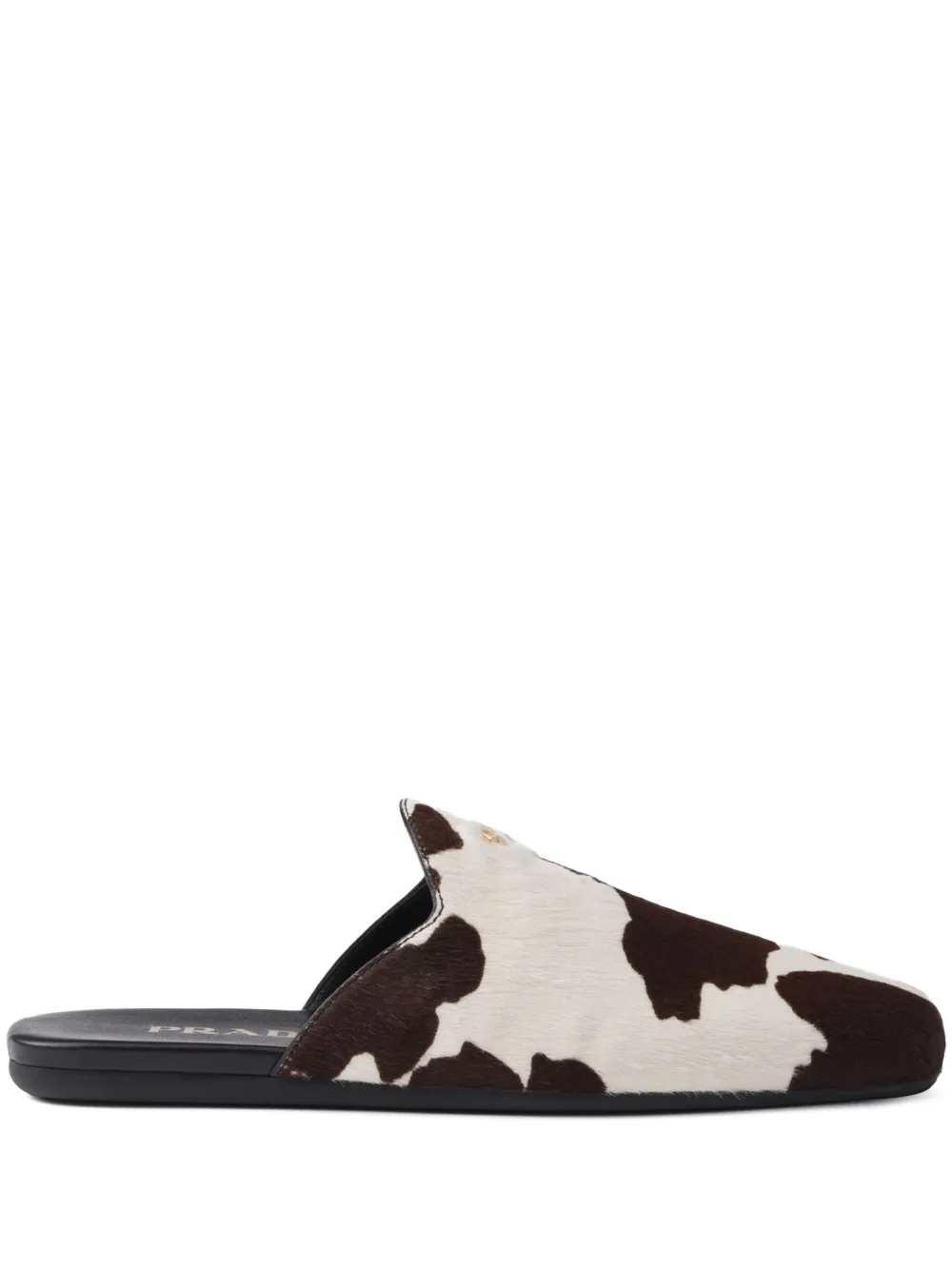 Prada Cow-Print Slip-On Mules | 36