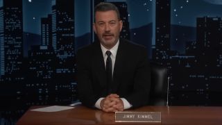 Jimmy Kimmel prepares to interview Frank Grillo on Jimmy Kimmel Live!