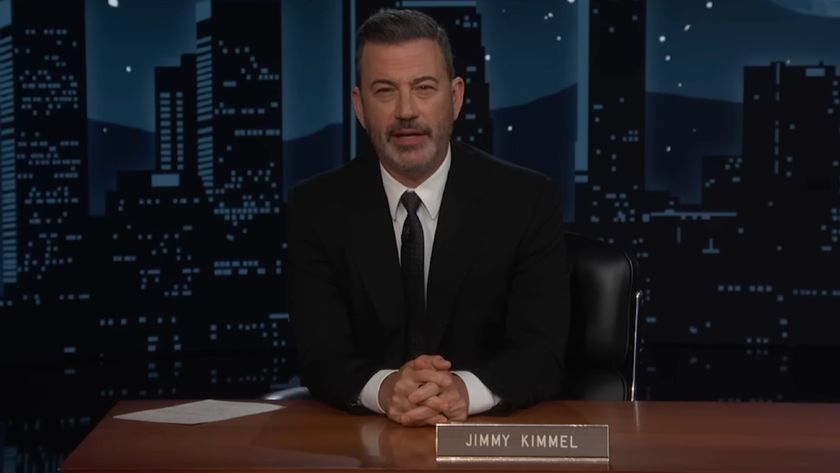 Jimmy Kimmel prepares to interview Frank Grillo on Jimmy Kimmel Live!