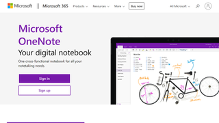 Microsoft OneNote website screenshot