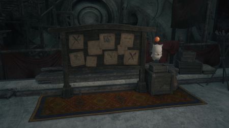 The hunt board and Nektar the Moogle in Final Fantasy 16