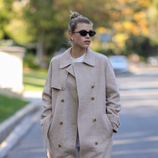 sofia richie wearing trench coat and sunglasses - 1245035086