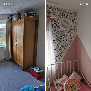 bedroom makeover before and after wall painting