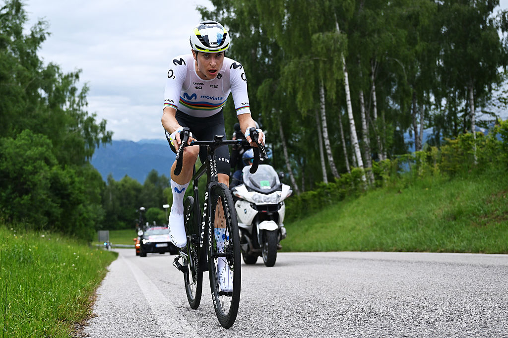 NEVEGAL, ITALY - JUNE 02: Marlen Reusser of Switzerland and Team Movistar competes during the 37th Giro d&amp;amp;apos;Italia Women 2026, Stage 4 a 12.7km individual time trial stage from Belluno to Nevegal 1052m / #UCIWWT / on June 02, 2026 in Nevegal, Italy. (Photo by Luc Claessen/Getty Images)